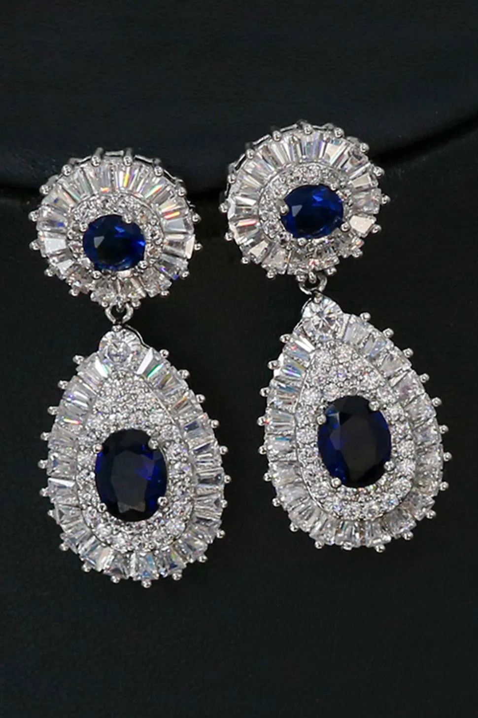 Conjunto de joias de colar de cristal azul real