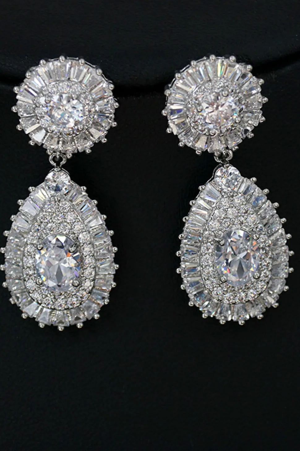 Conjunto de joias de colar de cristal azul real
