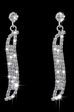 Conjunto de joias de colar de cristal de prata