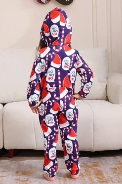 Conjunto de pijama azul escuro Red Hat Print Family Conjunto de pijama