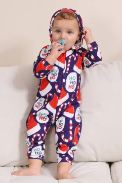 Conjunto de pijama azul escuro Red Hat Print Family Conjunto de pijama