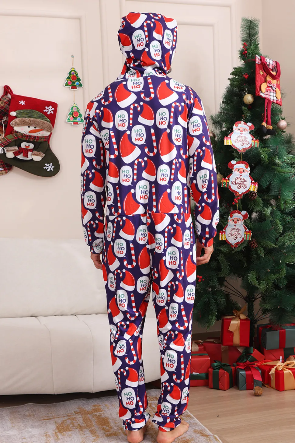 Conjunto de pijama azul escuro Red Hat Print Family Conjunto de pijama