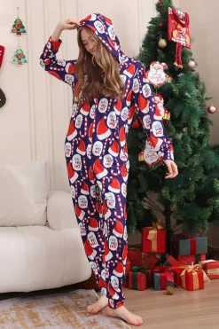 Conjunto de pijama azul escuro Red Hat Print Family Conjunto de pijama