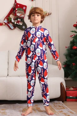 Conjunto de pijama azul escuro Red Hat Print Family Conjunto de pijama