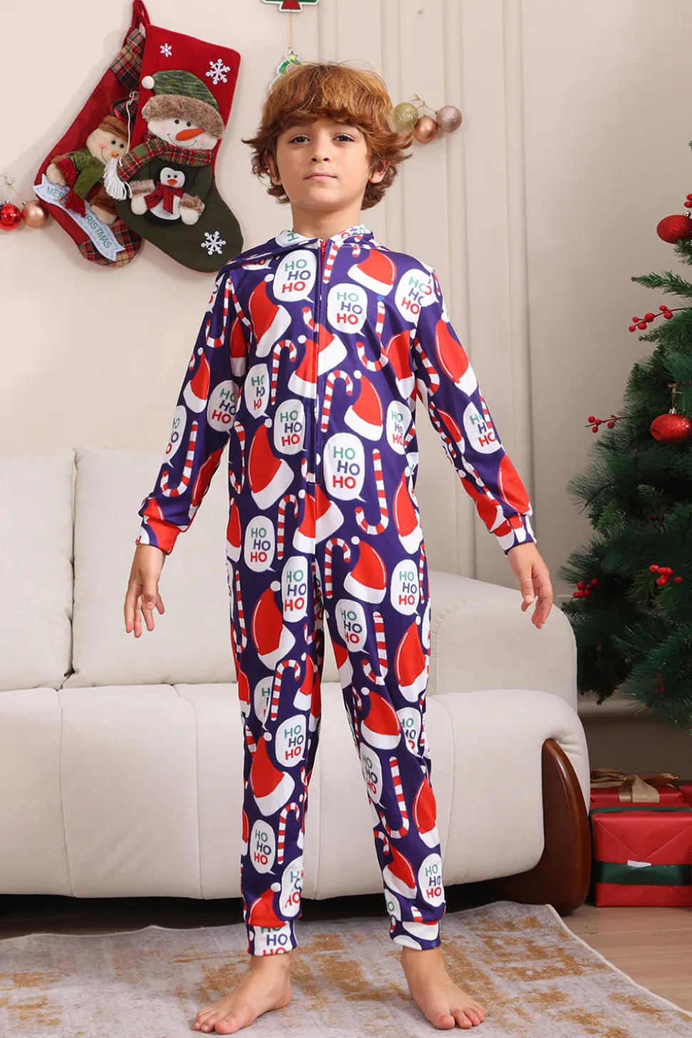 Conjunto de pijama azul escuro Red Hat Print Family Conjunto de pijama