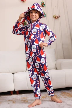 Conjunto de pijama azul escuro Red Hat Print Family Conjunto de pijama
