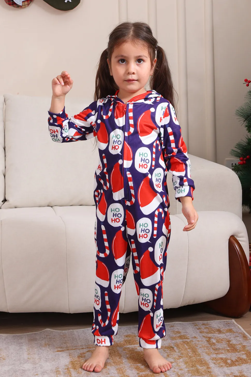 Conjunto de pijama azul escuro Red Hat Print Family Conjunto de pijama