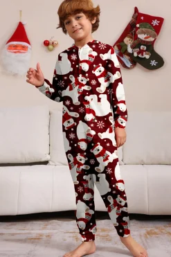 Conjunto de pijama da família Burgundy Bear