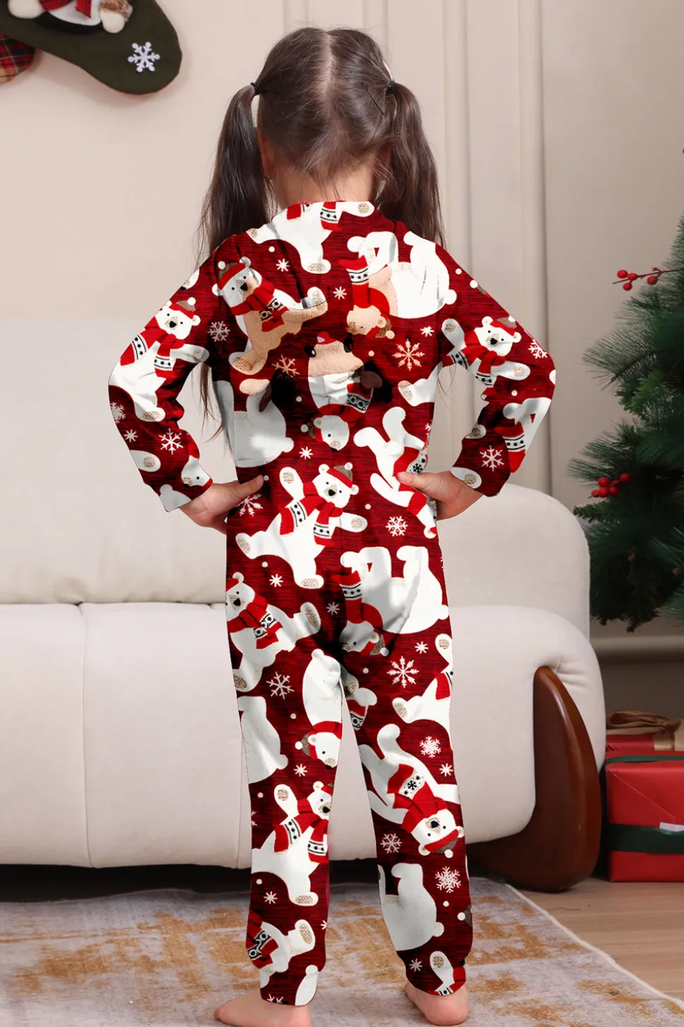 Conjunto de pijama da família Burgundy Bear