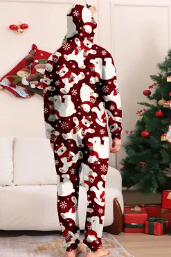 Conjunto de pijama da família Burgundy Bear