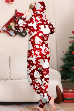 Conjunto de pijama da família Burgundy Bear