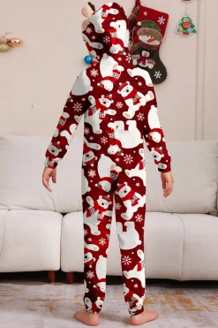 Conjunto de pijama da família Burgundy Bear
