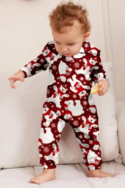 Conjunto de pijama da família Burgundy Bear