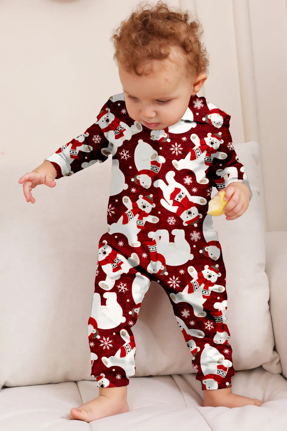 Conjunto de pijama da família Burgundy Bear