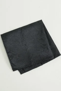 Conjunto quadrado de bolso de gravata jacquard satin preto