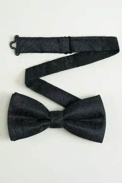 Conjunto quadrado de bolso de gravata jacquard satin preto