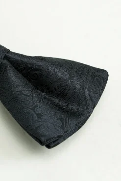 Conjunto quadrado de bolso de gravata jacquard satin preto