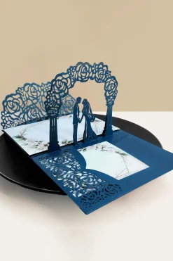 Convite de casamento personalizado da Marinha oca com RSVP