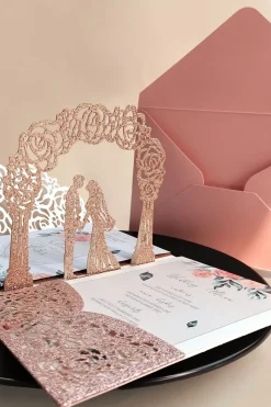 Convite de casamento personalizado da Marinha oca com RSVP