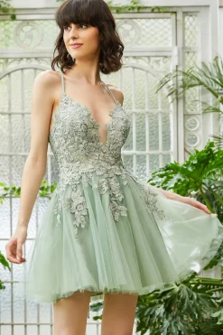 Copy of A Line Roxo Claro Vestido de Cocktail Apliques