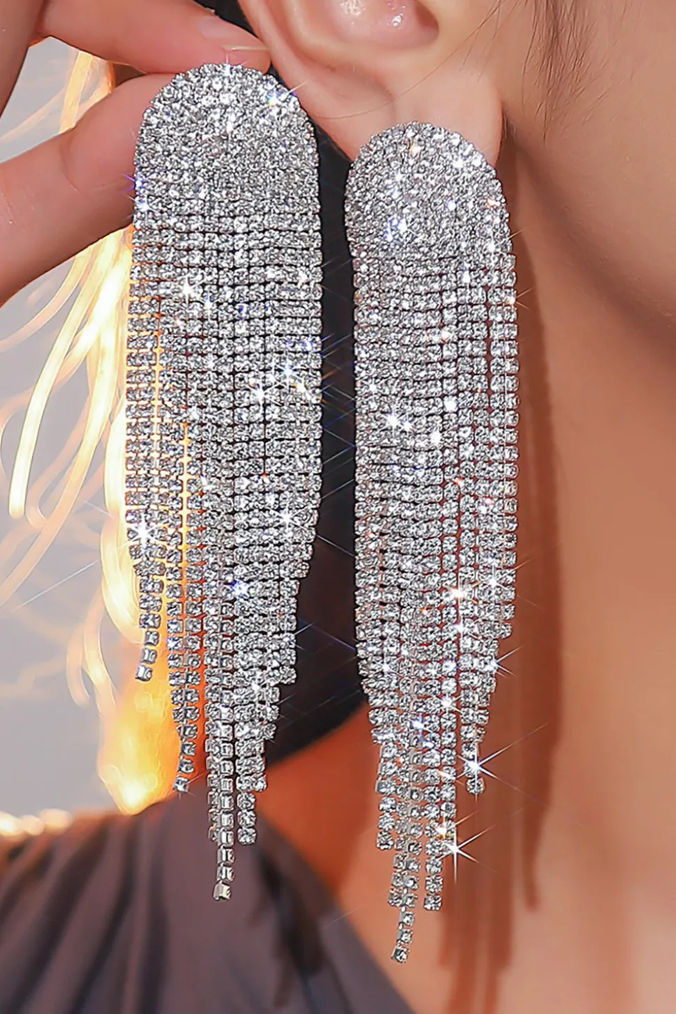 Coração Vermelho Trendy Full Diamond Tassel Brincos