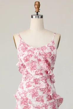 Corar Floral Bainha Longos Vestidos Para Casamento Convidada com Fenda