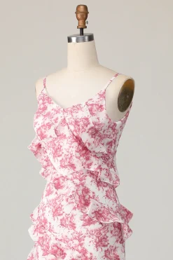 Corar Floral Bainha Longos Vestidos Para Casamento Convidada com Fenda