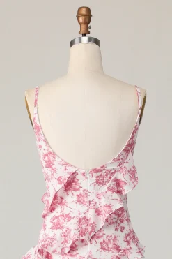 Corar Floral Bainha Longos Vestidos Para Casamento Convidada com Fenda