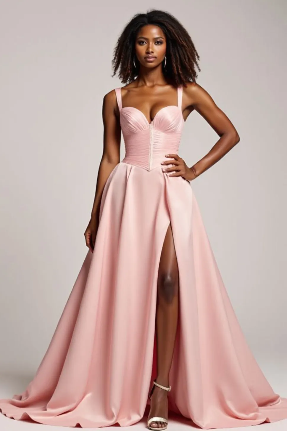 Corar Rosa Linha-A Alças Finas Longo Vestido De Baile com Fenda