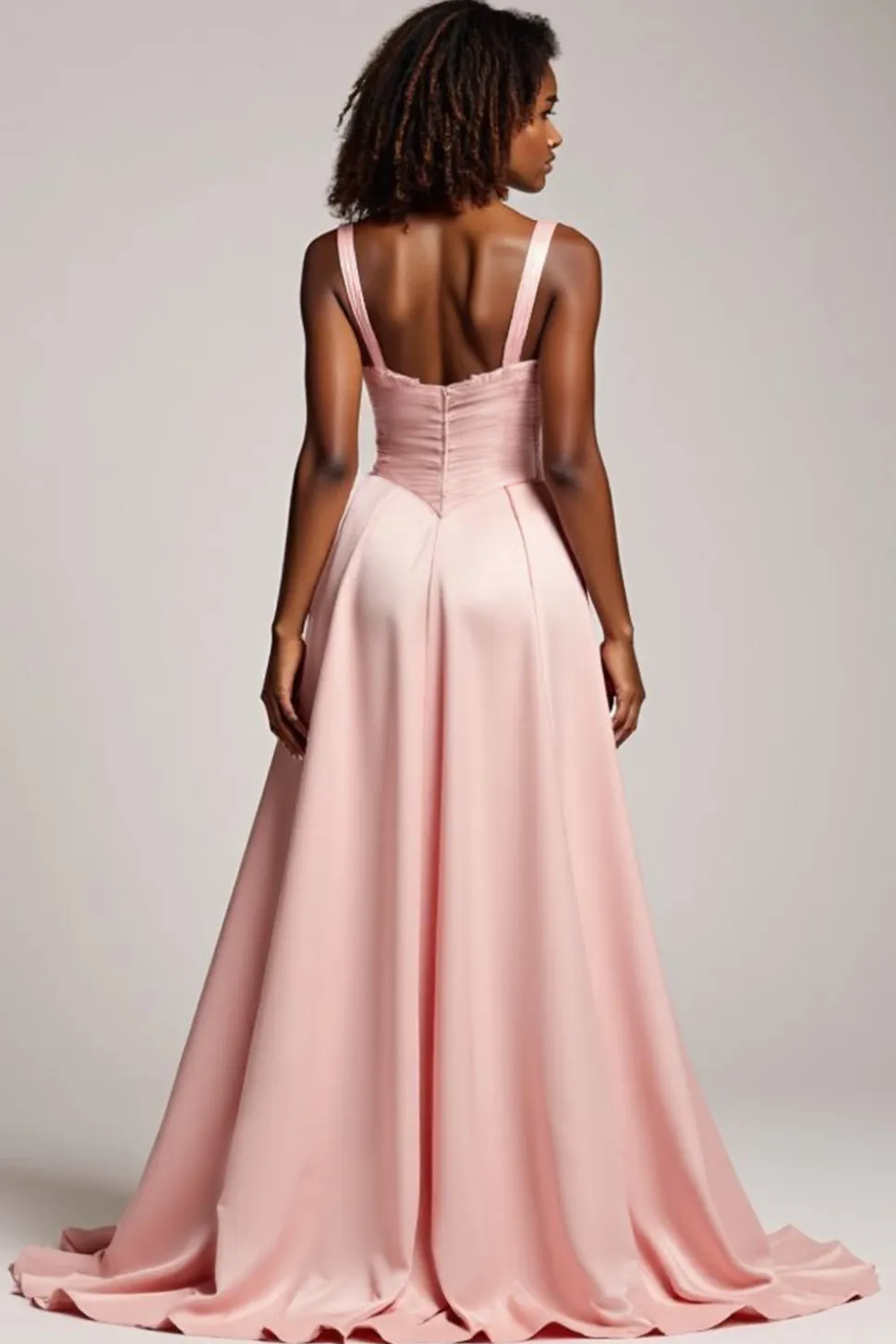 Corar Rosa Linha-A Alças Finas Longo Vestido De Baile com Fenda
