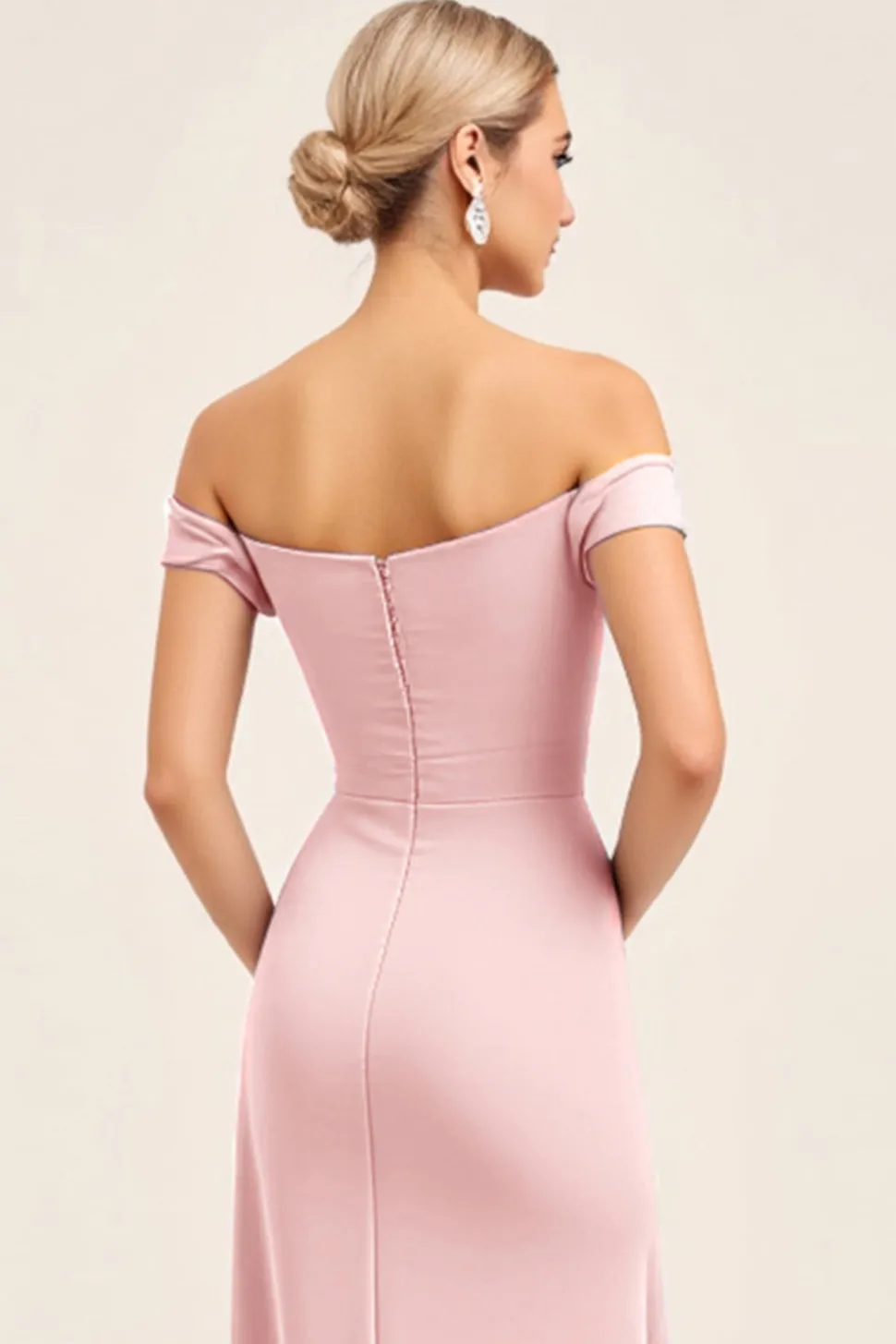 Corar Rosa Sem Ombros Bainha Ruched Longos Vestido Cerimónia