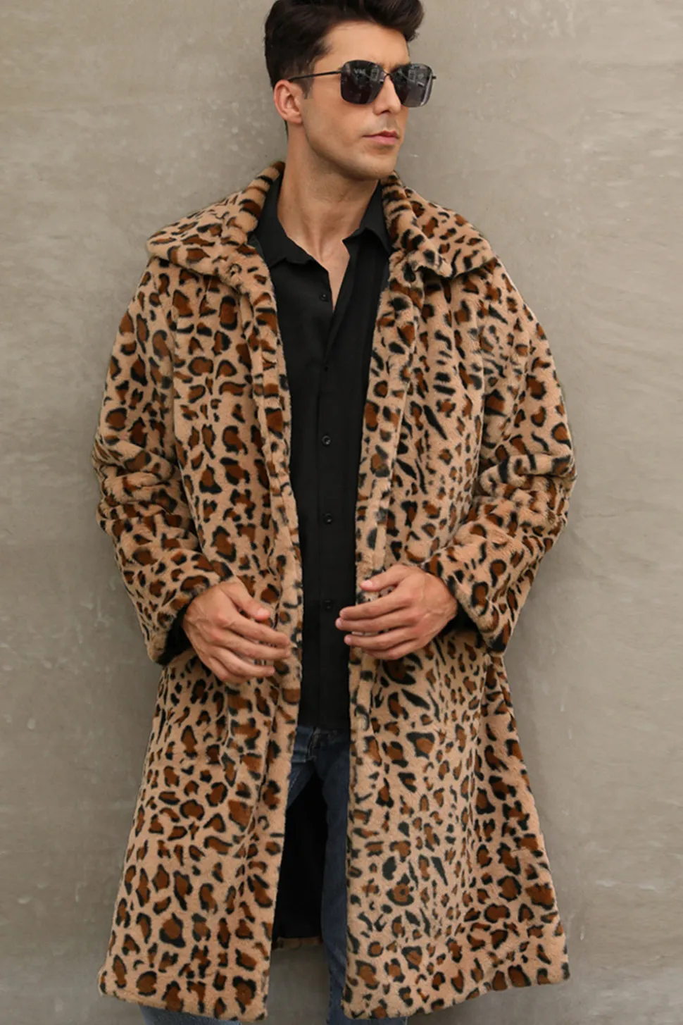 Correias Brancas e Pretas Long Faux Fur Casaco de inverno Masculino