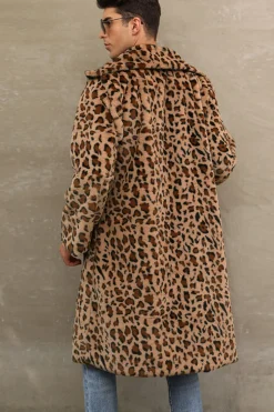 Correias Brancas e Pretas Long Faux Fur Casaco de inverno Masculino