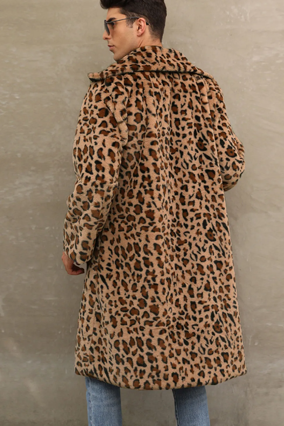 Correias Brancas e Pretas Long Faux Fur Casaco de inverno Masculino