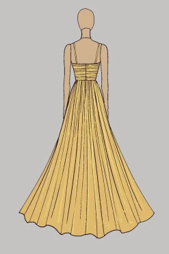 Correias de Espaguete de Ouro A-Line Vestido Longo Metálico de Baile com Fenda Alta