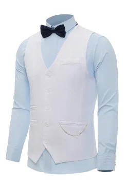 Corrente Branca Colete Masculino com 5 Peças Acessórios set