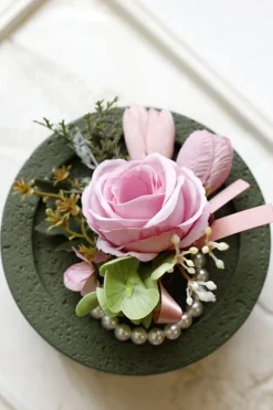 Corsage de pulso de baile de damasco e Boutonniere masculino para casamento