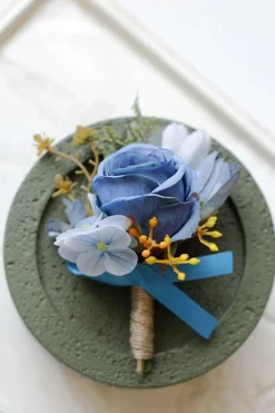 Corsage de pulso de baile de damasco e Boutonniere masculino para casamento