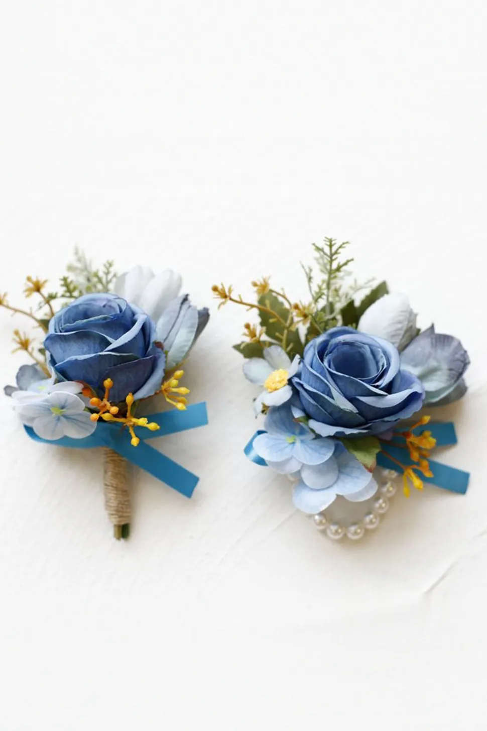 Corsage de pulso de baile de damasco e Boutonniere masculino para casamento