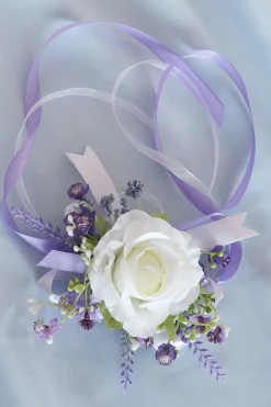 Corsage de pulso de rosa de marfim e conjunto de homens Boutonniere para festa de casamento de baile