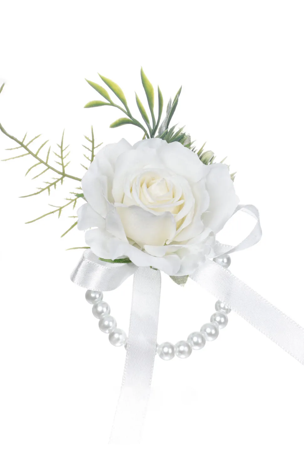Corsage de pulso delicado de pérola rosa para festa de casamento
