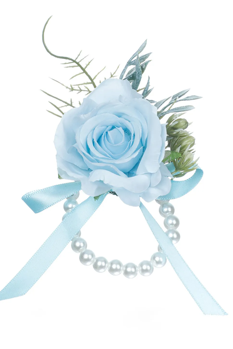 Corsage de pulso delicado de pérola rosa para festa de casamento