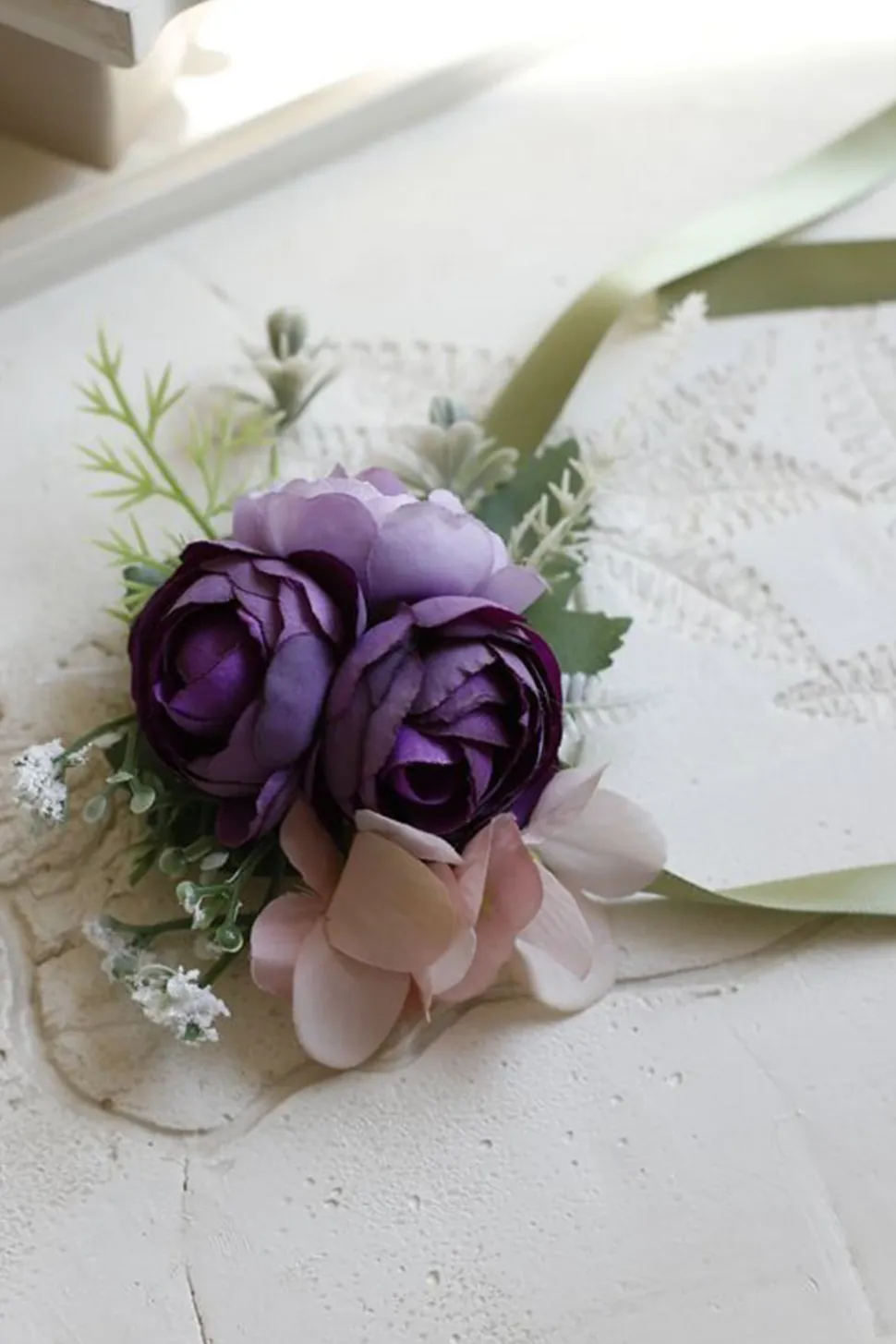 Corsage de pulso elegante Blush Prom para festa de casamento
