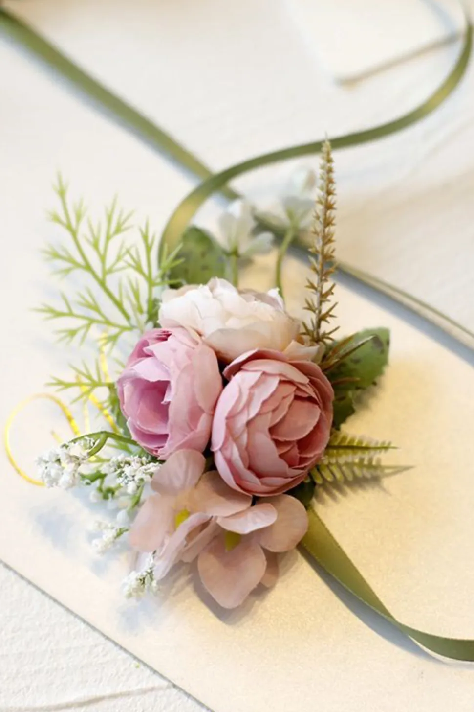 Corsage de pulso elegante Blush Prom para festa de casamento