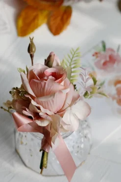Corsage de pulso elegante Blush Prom e Boutonniere masculino para festa de casamento