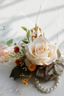 Corsage de pulso elegante Blush Prom e Boutonniere masculino para festa de casamento