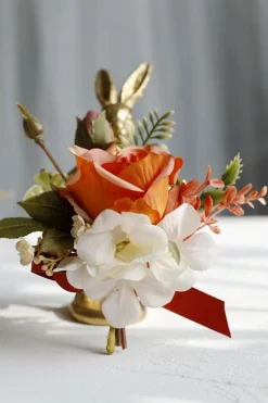 Corsage de pulso elegante Blush Prom e Boutonniere masculino para festa de casamento