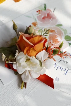 Corsage de pulso elegante Blush Prom e Boutonniere masculino para festa de casamento