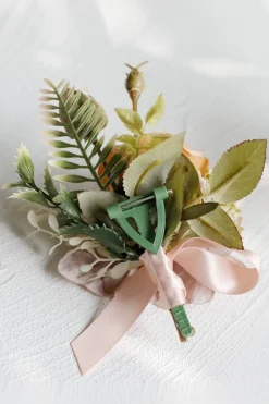 Corsage de pulso elegante Blush Prom e Boutonniere masculino para festa de casamento