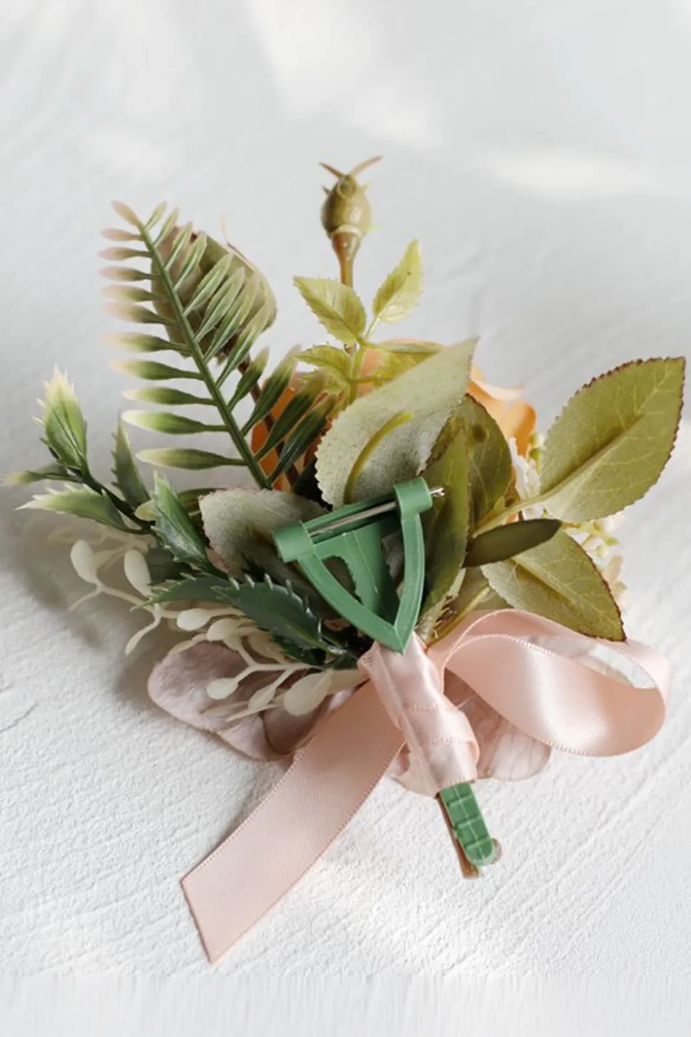 Corsage de pulso elegante Blush Prom e Boutonniere masculino para festa de casamento